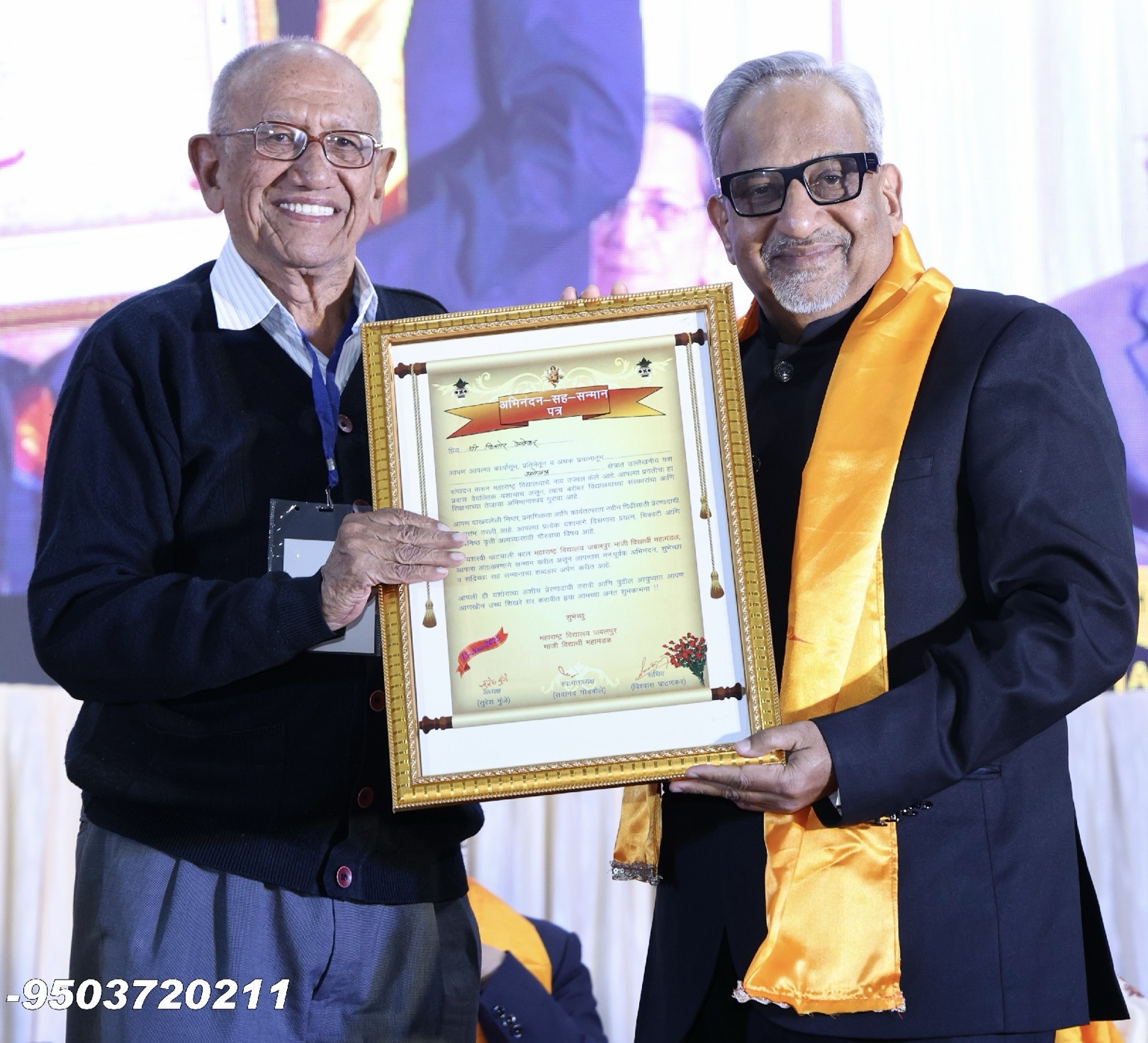Rtn. Kishore Degwekar being felicitated by his alma mater